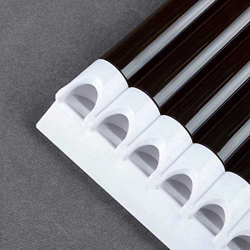 New Arrival 16 Pipes Pan Flute Pan Pipe G Key ABS Plastic Traditional Woodwind Musical Instrument for Beginner and Musical Lover (18 Pipes, dark brown and white) - Thumbnail 4