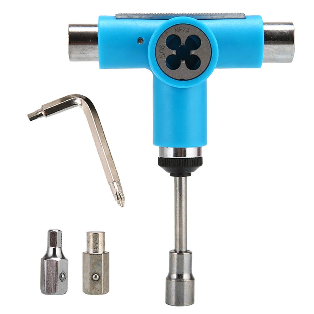 tooloflife Skate Tools, T Tool Accessory All-In-One Multifunctional Portable T-tool Skate Tools with T-Type Allen wrench L-Type(Blue)
