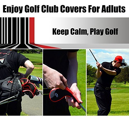 Golf Club Covers,Neoprene Zippered Headcover For Golf Club Iron Head Covers Set For All Standard Clubs 10 PCS Aree