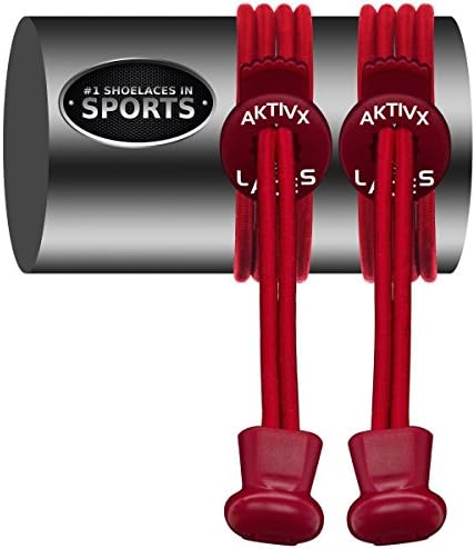 AKTIVX SPORTS LACES - No Tie Elastic Shoelaces that Lock, Replacement Running Shoe Laces for Men, Women, Adults, Seniors &amp; Kids Sneakers, Cleats, Boots (Red Solid)