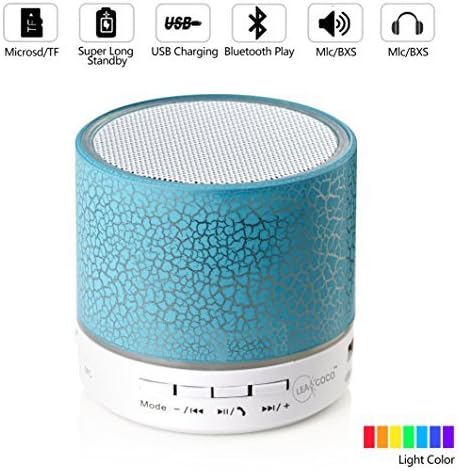 Leacoco Mini Wireless Portable Bluetooth Speaker With LED and Build-in Mic Support AUX TF for iPhone iPod and Android System Equipment Etc. (Blue)