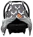 Dear Baby Gear - Car Seat Canopy - Baby Carrier Cover - Infant Car Seat Cover - Carseat Covers with Snap Opening - Carseat Canopies for Boys & Girls - 40x30 (White Antlers on Gray, Gray Reverse)