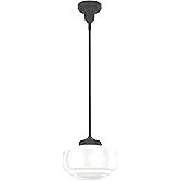 Hunter - Saddle Creek 1-light Noble Bronze, Small Pendant Light, Dimmable, Schoolhouse Style, Schoolhouse Shaped, for Bedroom