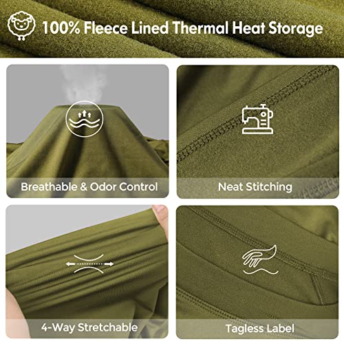 Thermal Underwear for Men, Fleece Lined Base Layer Top & Bottom Set