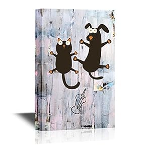 Vet Frightened Cat and Dog Funny Vet Concept