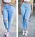 Creabygirls Women's Knee Ripped Hole High Waist Denim Jeans Pants(Small)