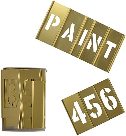 Deezio Brass Letter Stencils and Number Stencils 3 Inch Interlocking Alphabet Stencils - 46 Piece Set