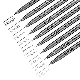 [9 Packs] Browill Fineliner Pens, Micro-line Writing Drawing Markers With Waterproof Archival Ink 9 Tips For Sketching, Anime, Artist Illustration, Signature, Office Documents, Scrapbooking Black