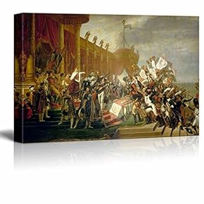 Canvas Wll Art - The Army Takes an Oath to The Emperor After The Distribution of Eagles by Jacques Louis David - Giclee Printed and Gallery Wrapped Ready to Hang - 12x18 inches