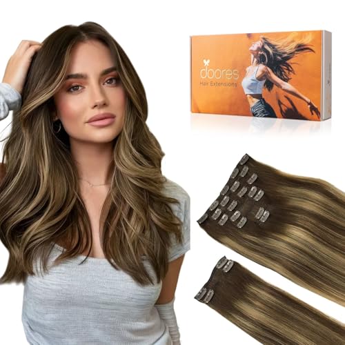 DOORES Clip Hair Extensions Human Hair