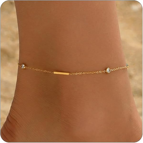 Bracelet De Cheville Réglable Femme Avec Perles Dorées Et Marguerites - Alliage Hypoallergénique - Pour Plage, Fête