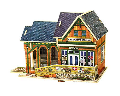 Robotime DIY Miniature Global Style House Learning Toy for Boys and Girls (Norway Railway Station)