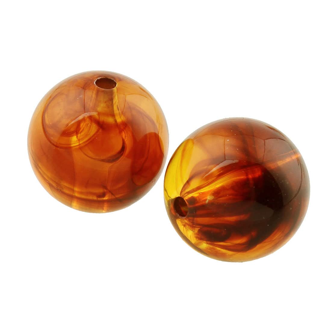 Pack of 75 Amber Beads Artificial Resin Fire Amber Ball 8 mm Dehribar Amber with Hole for Threading Drilled (Gold Round)