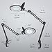 LED Magnifier Lamp, PHIVE Dimmable Magnifying Desk Lamp/Task Light with Clamp (3 Lighting Modes, 5 Diopter, 5'' Diameter Glass Lens, Dust Cover) Swing Arm Workbench, Drafting, Work Light