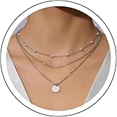 Andelaisi Boho Layered Disc Coin Choker Necklace Gold Pearl Necklace Choker Vintage Station Pearl Necklace Multilayer Coin Pendant Necklace Jewelry for Women