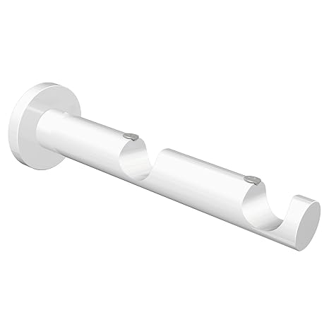 Flairdeco Träger offen für 20 mm Ø Gardinenstange, 2-läufig, Metall, Weiß