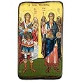 Wooden Greek Christian Orthodox Wood Icon of Archangel Michael and Gabriel / A0