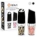 OPUX Premium Gravity Electric Salt and Pepper Grinder Set of 2 | Battery Powered Salt Shakers, Automatic One Hand Pepper Mills with LED Light, Adjustable Coarseness (Black)