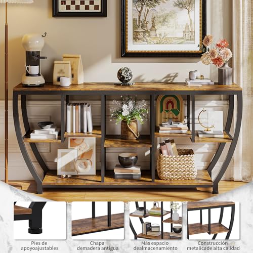 Simple Wisdom Credenza recibidor,recibidor con estantes Mesa de Consola, Mesa Consola rústica,Mueble para Entrada de casa,mesas Decorativa detrás del sofá,Adecuado para salón,recibidor,recibidor
