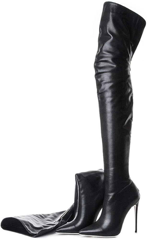 pu leather thigh high boots