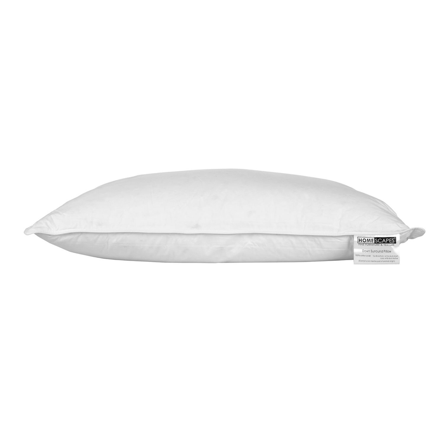 HOMESCAPES Luxury Hotel Down Surround Pillow Very Soft White Duck Down Surface with a Firm Feather Core Washable at Home- Anti Dust Mite and Anti Allergen