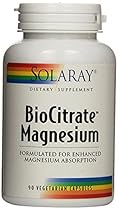 Solaray Biocitrate Magnesium Supplement, 400 mg, 90 Count