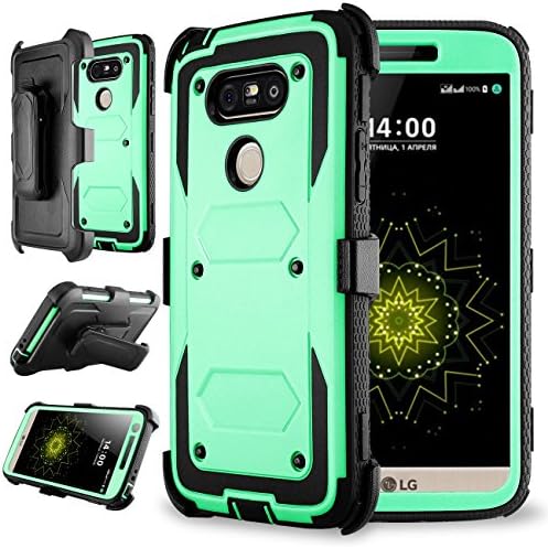 LG G5 Case Cover, Samcore Full body Protective Shock Reduction Belt Clip Case With Rugged Holster, Without Built in Screen Protector for LG G5 [MINT GREEN]