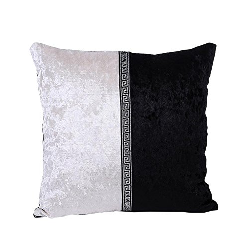 KMG Kimloog Square Patchwork EURO Throw Pillow Cover Velvet Pillowcase 18x18 Cushion Sham For Indoor Outdoor (Black) - Thumbnail 2