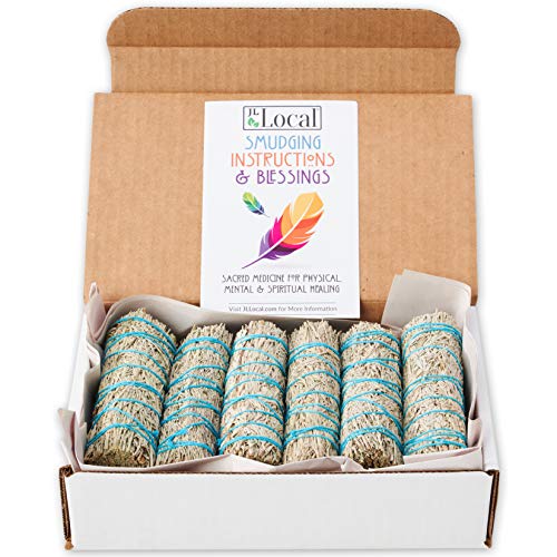 JL Local 6 Blue Sage Bundles 4 Inch | Sage Smudge Sticks for Smoke Cleansing, Smudging & Home Cleansing | Sage Smudge Kit