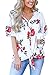mouzzy Womens Floral Print Tie Front Tops Ruffle Short Sleeve Casual Blouse