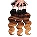 B&F Hair Brazilian Virgin Ombre Hair Body Wave Weft 3 Bundles 100% Unprocessed Virgin Human Hair Extensions (100+/-5g)/pc (18 20 22inch #1b/#4/#27)