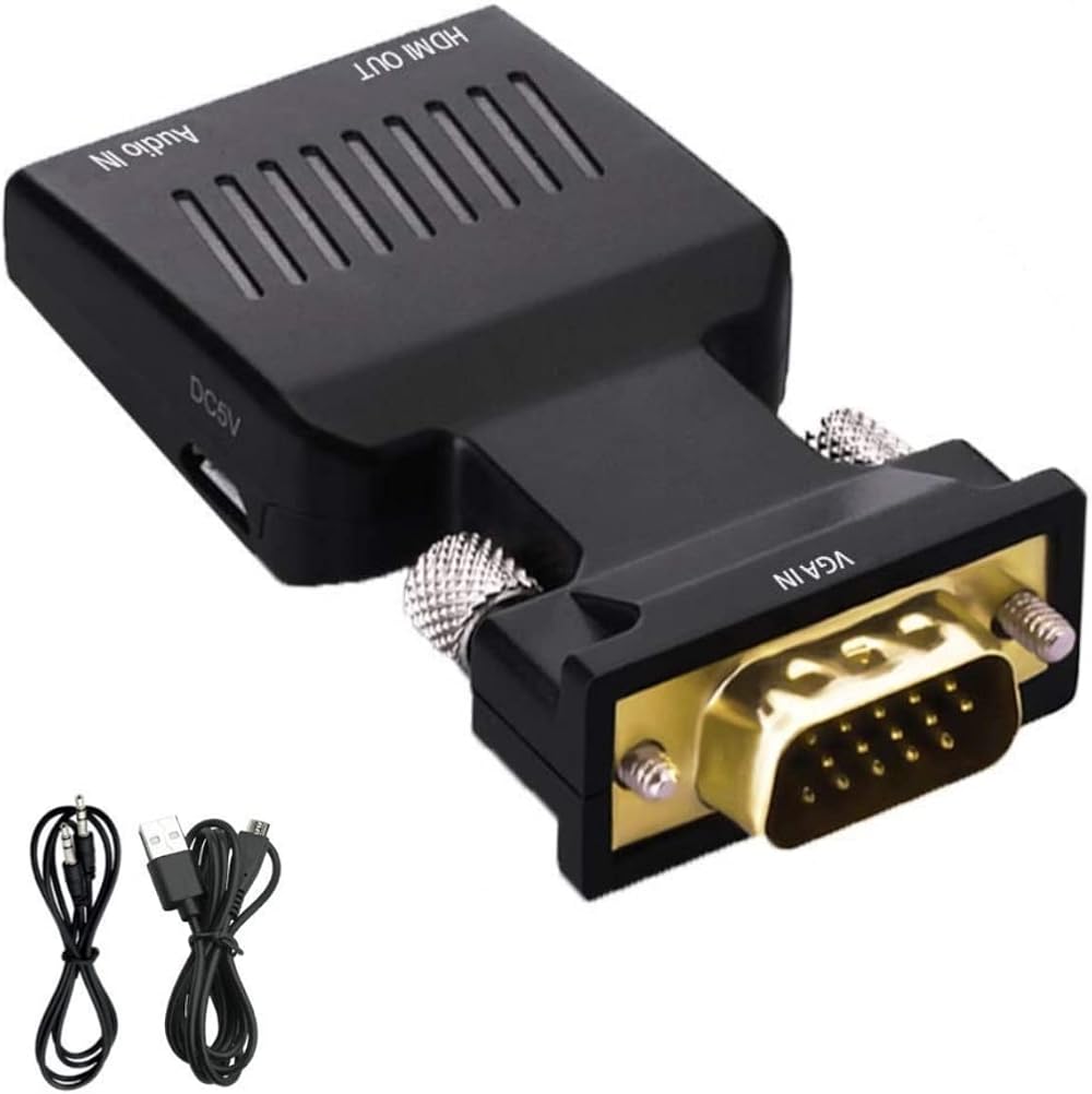 Yiany VGA to HDMI Adapter Converter 1080P Male to Female w/ Audio Cable for PC