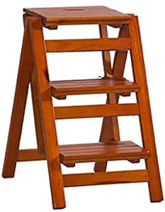 Geeks Escalera Plegable Taburete 3 Pasos Soporte de Estante de Madera