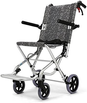 LYYYL Wheelchair Lightweight Folding Portable Transport Chair with Bags Solid Tires Seatbelt Hand Brakes Comfortable Armrest Seat Heavy Duty Swing Away Foot Rrests for Men and Women Gray