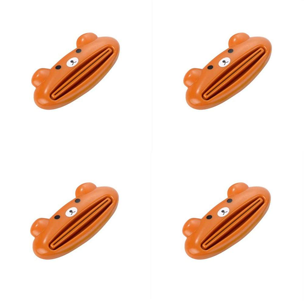 4pcs Toothpaste Dispenser Kids Children Tools Animal Tooth Paste Tube Squeezer Toothpaste Rolling Holder Home Bathroom Supplies,Brown Bear
