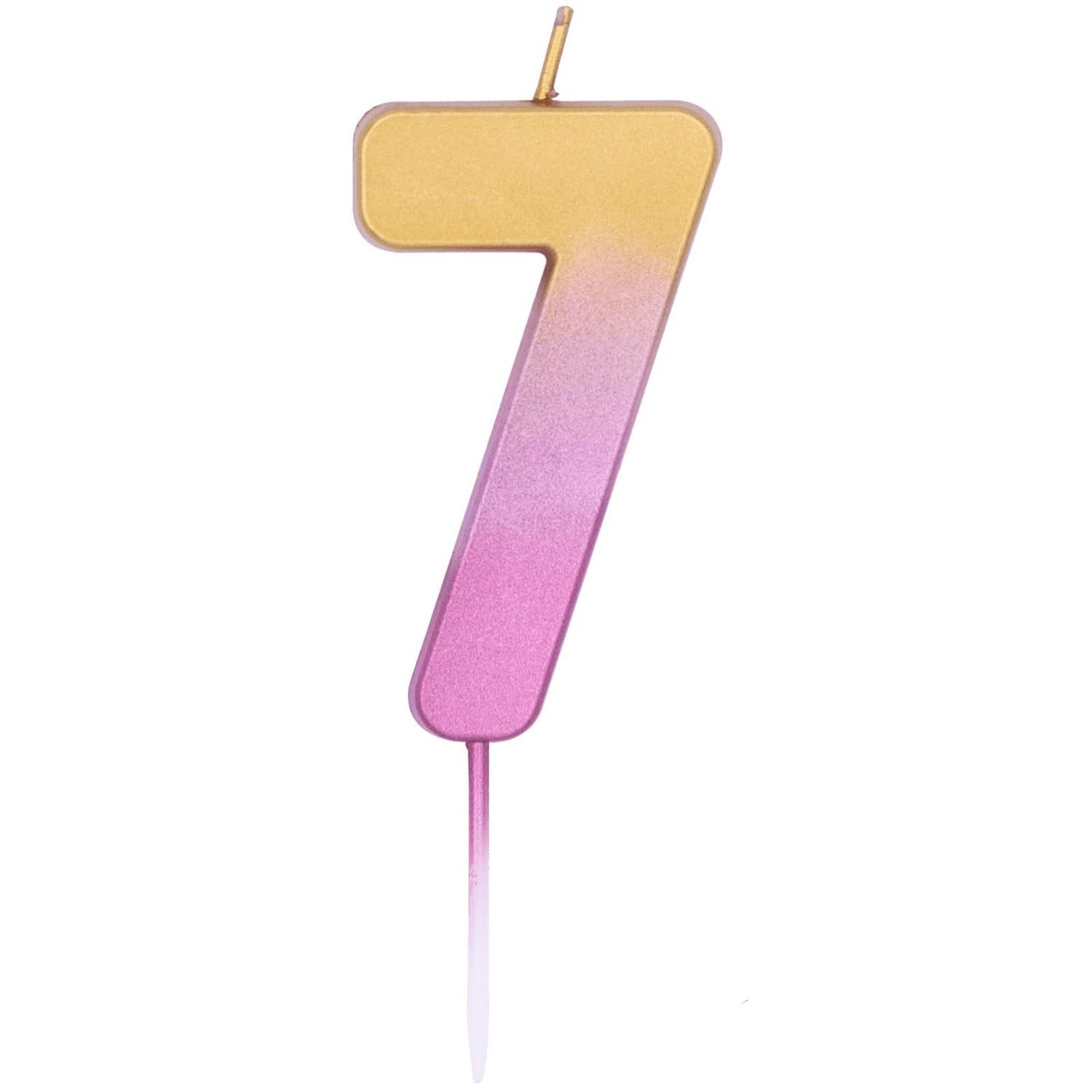 Pioneer Party Candle, Age Seven Cake Candle, 7th Seventh Birthday Candles, 15887, Rose Gold Ombre