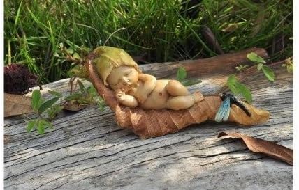 Miniature Dollhouse FAIRY GARDEN / Sleeping Fairy Baby With Dragonfly /