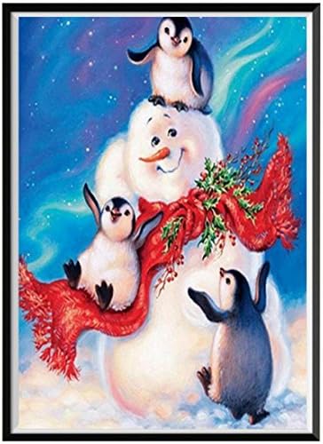 Franterd Lovely Animal -Penguin, DIY 5D Diamond Painting Kit, Cross Stitch Craft Kits Rhinestone Embroidery Wall Stickers Pasted Picture Drawing for Living Room Craft Home Wall Decor