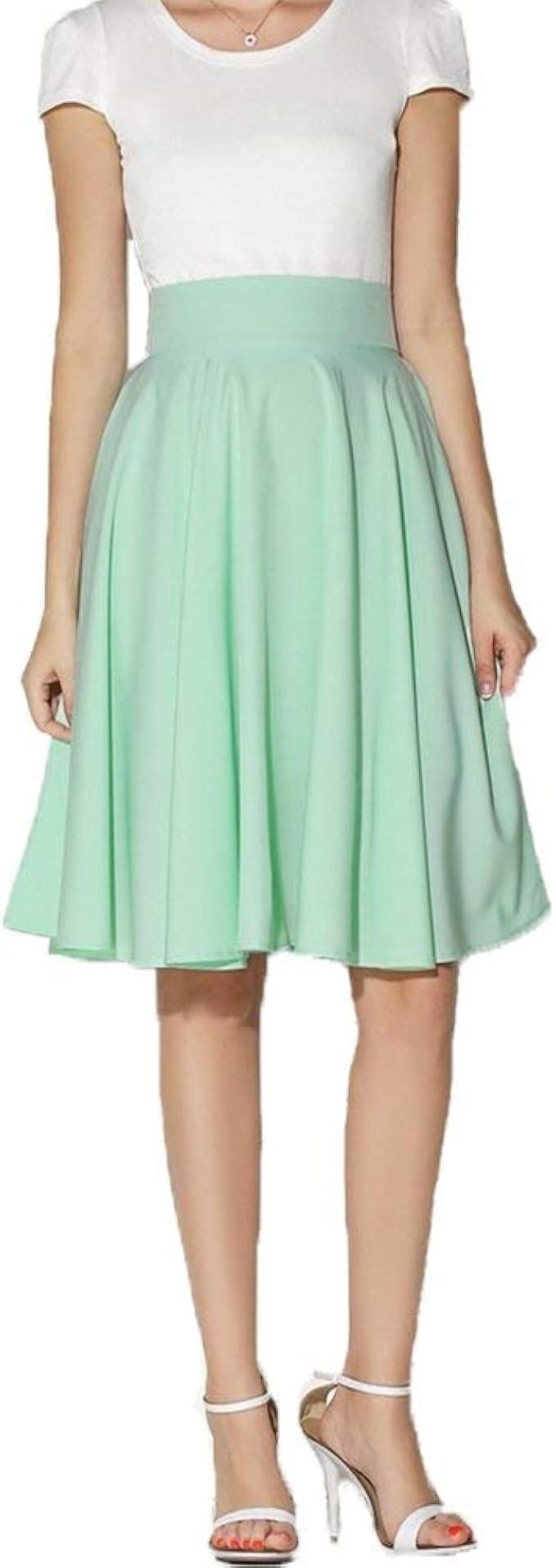 Summer Casual Women S Skirt Knee Solid Line Clásico Length A Pleated