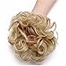 Haironline Scrunchie Bun Up Do Hair Piece Hair Ribbon Ponytail Extensions Wavy Curly Ash Blonde Mix Bleach Blonde, 55 Gram
