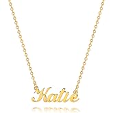 Hidepoo Katie Necklace - 18K Gold Plated Name Necklace Katie for Women Jewelry