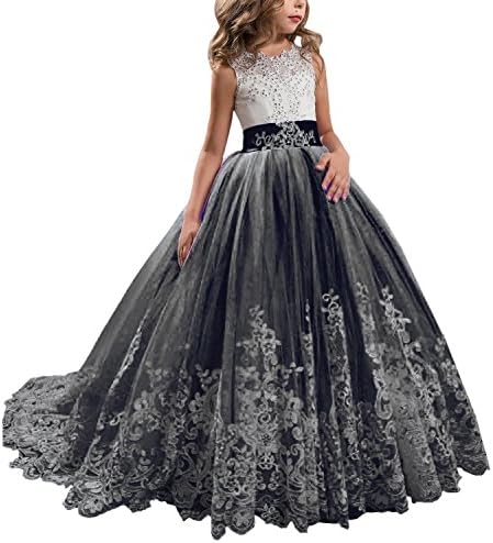 Angela Ball Lace Beaded Pageant Flower Girl Dresses Long Floor Kids Prom Party Gown ANS053