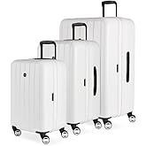 SwissGear Wanderlust Pro Lightweight Hardside Expandable Luggage Set with Spinner Wheels, White, 3-Piece Set (20/24/28)
