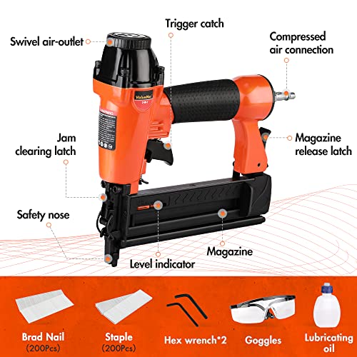 ValueMax 18 Gauge Pneumatic Brad Nailer, 2in1 Nail Gun Staple Gun