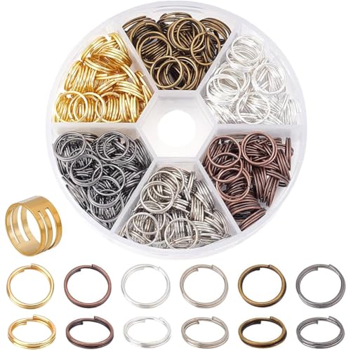 PH PandaHall About 200 Pcs Iron Split Rings Double Loop Jump Ring Diameter 10mm for Jewelry Making 6 Colors