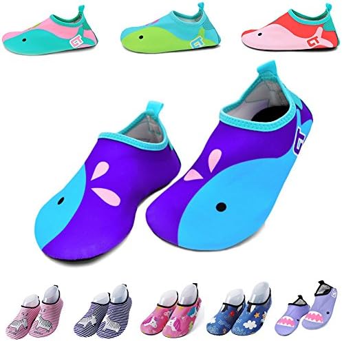 Wxbox Kids Swim Water Shoes Barefoot Aqua Socks Shoes for Beach Pool Surfing Yoga (12.5-13 M US Little Kid, Navy)