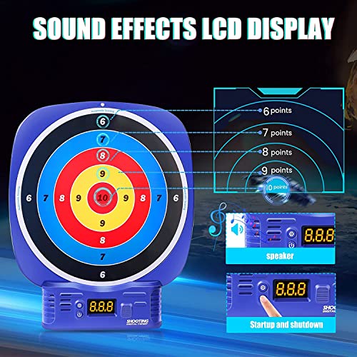 Elektrische Zielscheibe für Nerf Pfeilen, Bögen/Armbrüste mit Saugpfeile, Digitales Bewertung Ziel mit 2 Spielzeug Pistole,40 Schaumstoff Munition, Kinder Schießspiel Geschenk Jungs Mädchen ab 6 Jahre