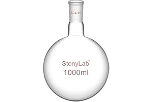 StonyLab 1000ml Glass Single Neck Round Bottom Flask RBF, with 24/40 Standard Taper Outer Joint - 1L (1 Liter)