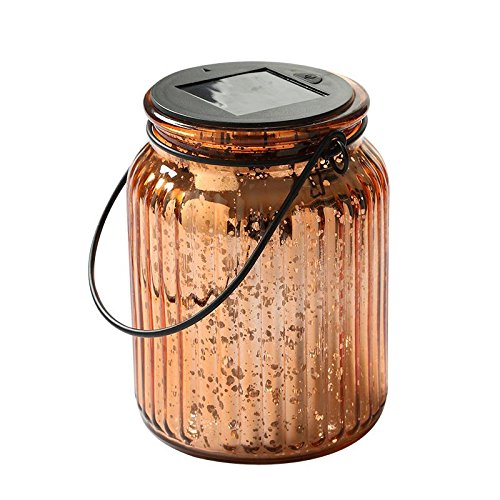 image for Sunwind Solar Mercury Glass Mason Jars - 2 Pack Bronze Table Lamp Hang
