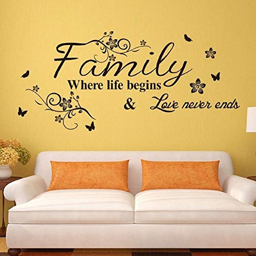 Lowprofile Hot! Art Family Beautiful Flower Wall Stickers Home Words Decor Wall Sticker Black